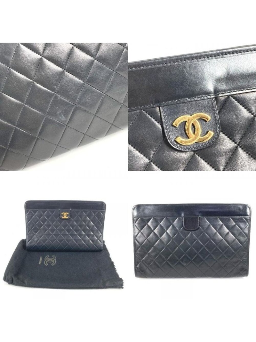 Chanel Clutch CC Logo Quilted Leather Black - Picture 8 of 9